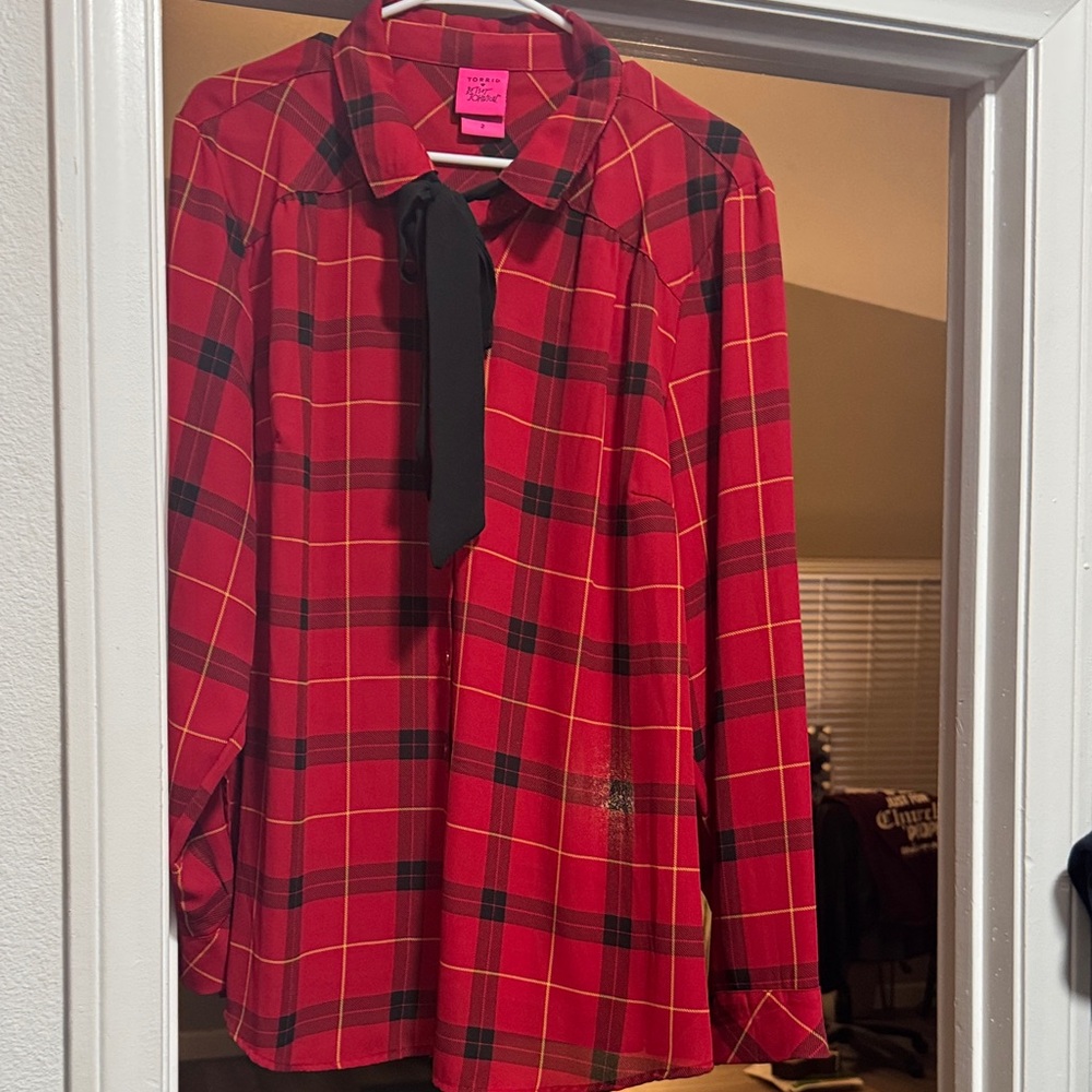 Torrid Red and Black Plaid Blouse
